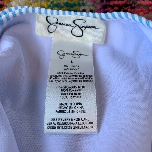 White and Blue Stripped Swimsuit - Picture 4 of 4